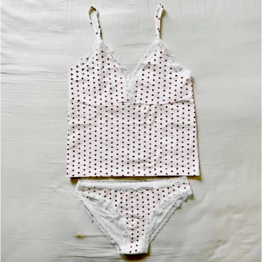 Brandy Melville/John Galt lace red heart amara tank with lace red heart bow